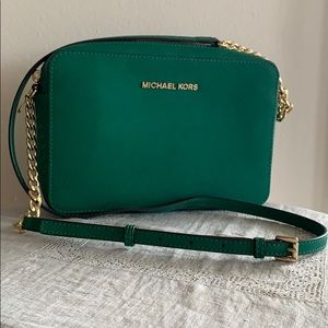 Authentic Michael Kors Green Jet Set Crossbody